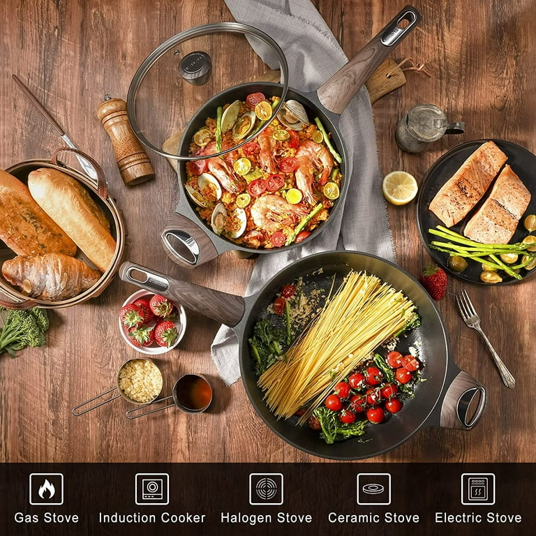 Frying Pan Nonstick, 8 Inch Pink Egg Pan, Non Stick Fry Pan 100% PTFE PFOA- Free Omelet Pan, Toxin-Free Skillets Stone Cookware, Anti-Warp Base With  All Stove Tops Available, Induction Compatible