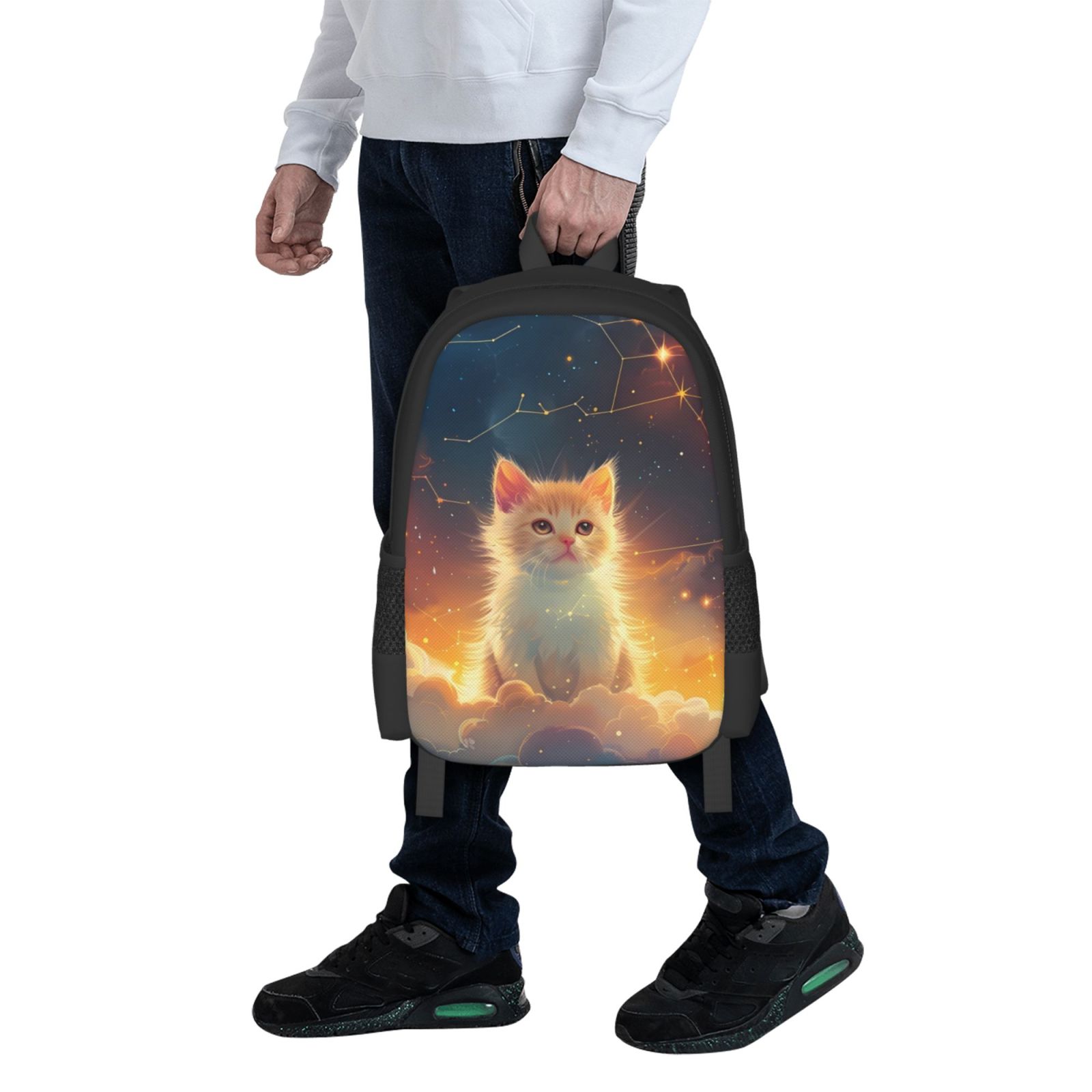 Ratiio Starry Sky Constellation Cat Backpack for Men and Women - Durable 600D Oxford Cloth -Large Capacity, Water-Resistant School, Travel, and Hiking Bag