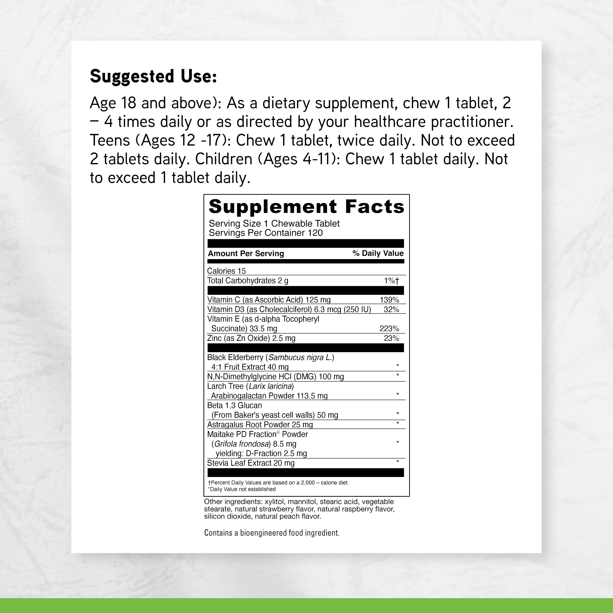 DaVinci Labs Immuno-DMG Chewable with Elderberry & Vitamin D3 - Dietary Supplement -120 Chewable Tablets