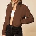 thumbnail image 4 of PiGOGI Women's Winter Jacket Ladies Casual Colored Long Sleeve Hooded Jacket Brown M, 4 of 4