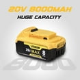 thumbnail image 3 of 2-Pack Replace for Dewalt 20V Max Battery 8000mAh, Replacement for dewalt 20v Batteries DCB200 DCB201 DCB206 DCB204 DCB208, Compatible with DeWalt 20V Cordless Power Tools and Chargers, 3 of 9