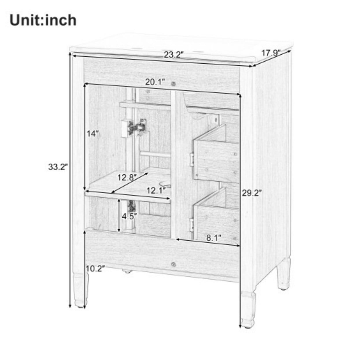 24" Bathroom Vanity with Sink, Modern Bathroom Cabinet with Ceramic Undermount Sink, Solid Wood & MDF Storage Cabinet with Flip Drawer, Adjustable Shelf, Light Green