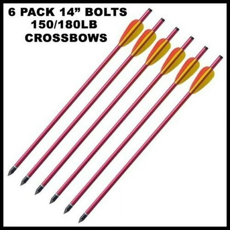 6 NEW 14 ALUMINUM METAL BOLTS ARROWS FOR 150 & 180 lb CROSSBOW ARCHERY XBOW