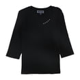 thumbnail image 1 of Karen Scott - Blusa para mujer con botones y ribete, color negro, talla mediana Karen Scott Pull-over, 1 of 1