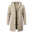 thumbnail image 4 of Men's Winter Pockets Coat Solid Color Hooded Coats Long Sleeve Jacket Outwear for Man, 4 of 7