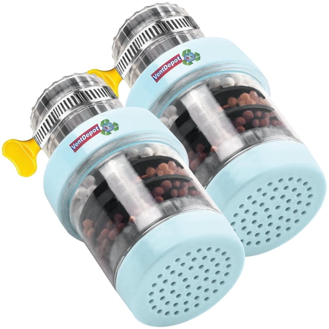 Filtro para Llave de Agua HydroGuardBlue 2Pzas 15-22mm Carbón Activado/Zeolita/Maifan/Sulfito de Calcio/PVA Azul