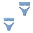 thumbnail image 2 of Eigraketly Traje de baño para mujer, corpiño transpirable, traje de baño, ropa de playa, informal, de ocio, Vintage, traje de baño para mujer, Azul claro 2Conjunto, 2 of 6
