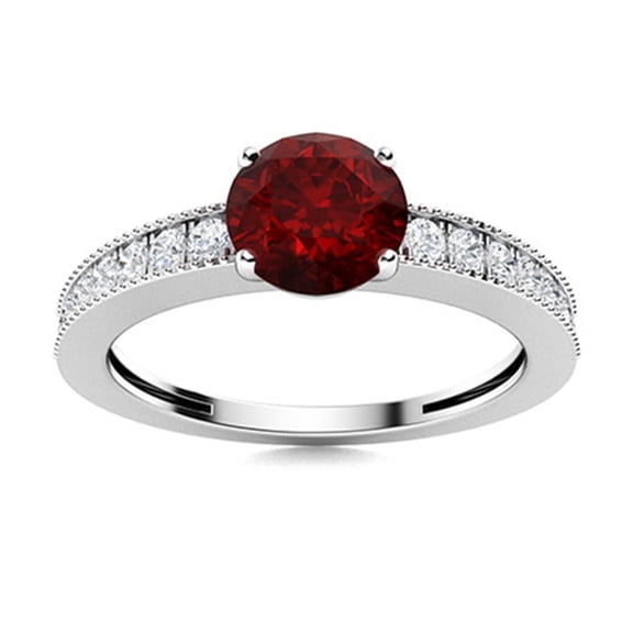 Mooneye Solitaire 5mm Round Shape Garnet 925 Sterling Silver Women Valentines Day Gifts Ring
