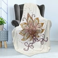 thumbnail image 4 of Lotus Soft Flannel Fleece Throw Blanket, Themed Flower Motif on Off White Background with Swirls Curls, Cozy Plush for Indoor and Outdoor Use, 60" x 80", Multicolor, by Ambesonne, 4 of 5
