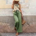 thumbnail image 3 of ZEHJUHAN Women's 2-Piece Sleeveless Top & Wide Leg Pants Set - Printed Blouse with Drawstring Trousers Green C，S, 3 of 6