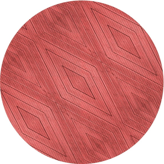 Ahgly Company Indoor Round Patterned Ferrari Red Area Rugs, 7' Round