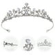 thumbnail image 2 of GOOHOCHY Corona exquisita de circonita Tiara nupcial para fiesta, tocado de aro para boda, cumpleaños, banquete (corona de circonita blanca K), 2 of 7