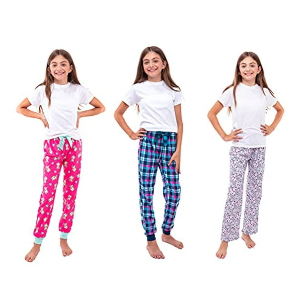 Sleep On It Sleepwear 3-Pack Girls Pajama Pants Soft Fleece and
