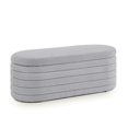thumbnail image 3 of GZXS 43-Inch Teddy Fabric Storage Bench, Oval Upholstered Ottoman with Pressure Bar Lift – No Assembly Required – for Bedroom, Entryway, Living Room – Gray, 3 of 8
