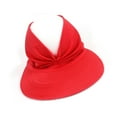 thumbnail image 2 of Chapeau Femme Été Chapeau de Soleil Extérieur Filles Visière de Plage Casquette Dames Queue de Cheval Chapeau Réglable Rouge, 2 of 10