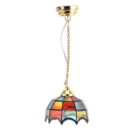 

1:12 Dollhouse Colorful Chandelier Exquisite Miniature LED Ceiling Light Decoration
