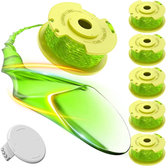 7-Pack Weed Wacker String for Ryobi One Plus  AC80RL3, 0.080" 11ft Weed Eater Line Replacement Auto Feed String Trimmer Line Compatible with Ryobi 18V, 24V, 40V Trimmers (6 Spools   1 Cap)