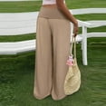 thumbnail image 5 of Gamivast Linen Pants Women Fold Over High Waist Wide Leg Solid Palazzo Pants Casual Loose Summer Pants Breathable Soft Comfy Beach Vacation Outfit, 5 of 6