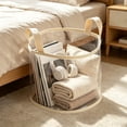 thumbnail image 4 of Foldable Clear Storage Basket with Handle 25x21cm, PVC Organizer Bin for Wardrobe Shelf Nursery, Sturdy Lightweight Transparent, Wide Opening Easy Access, Bedroom Living Room Storage, 4 of 6