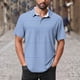 thumbnail image 1 of Blusa y camisa de manga corta con cuello vuelto para hombre, blusa de manga larga con solapa y botones estampados, blusa de poliéster para hombre, 1 of 5