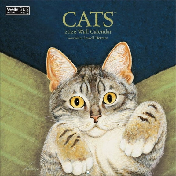Wells Street by Lang, Cats 2026 Wall Calendar, 12'' X 12'', 12-Month Calendar with No Binding