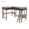thumbnail image 5 of Euroco Metal L-Shaped Twin Size Loft Bed with Two Desk for Kids Teens Bedroom, Black, 5 of 12