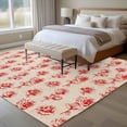 thumbnail image 4 of Large Area Rugs for Living Room Bedroom, Red Floral 8'x10' Rug Washable Carpet Runner Indoor Outdoor, Valentine's Day Roses Flowers Vintage Beige Non Slip Floor Mats Rug for Kitchen, Patio, 4 of 8