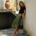 thumbnail image 4 of Skirts for Women Midi Length Casual Side Button Skirt High Waisted Long Flowy Skirt Summer Beach Skirts 2XL, 4 of 7