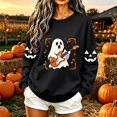 thumbnail image 6 of TKLPEHG Halloween Sweatshirts for Women Cute Guitar Ghost Graphic Fall Sweatshirt Fashion Crewneck Long Sleeve Casual Vintage Pullover (Black,M), 6 of 8