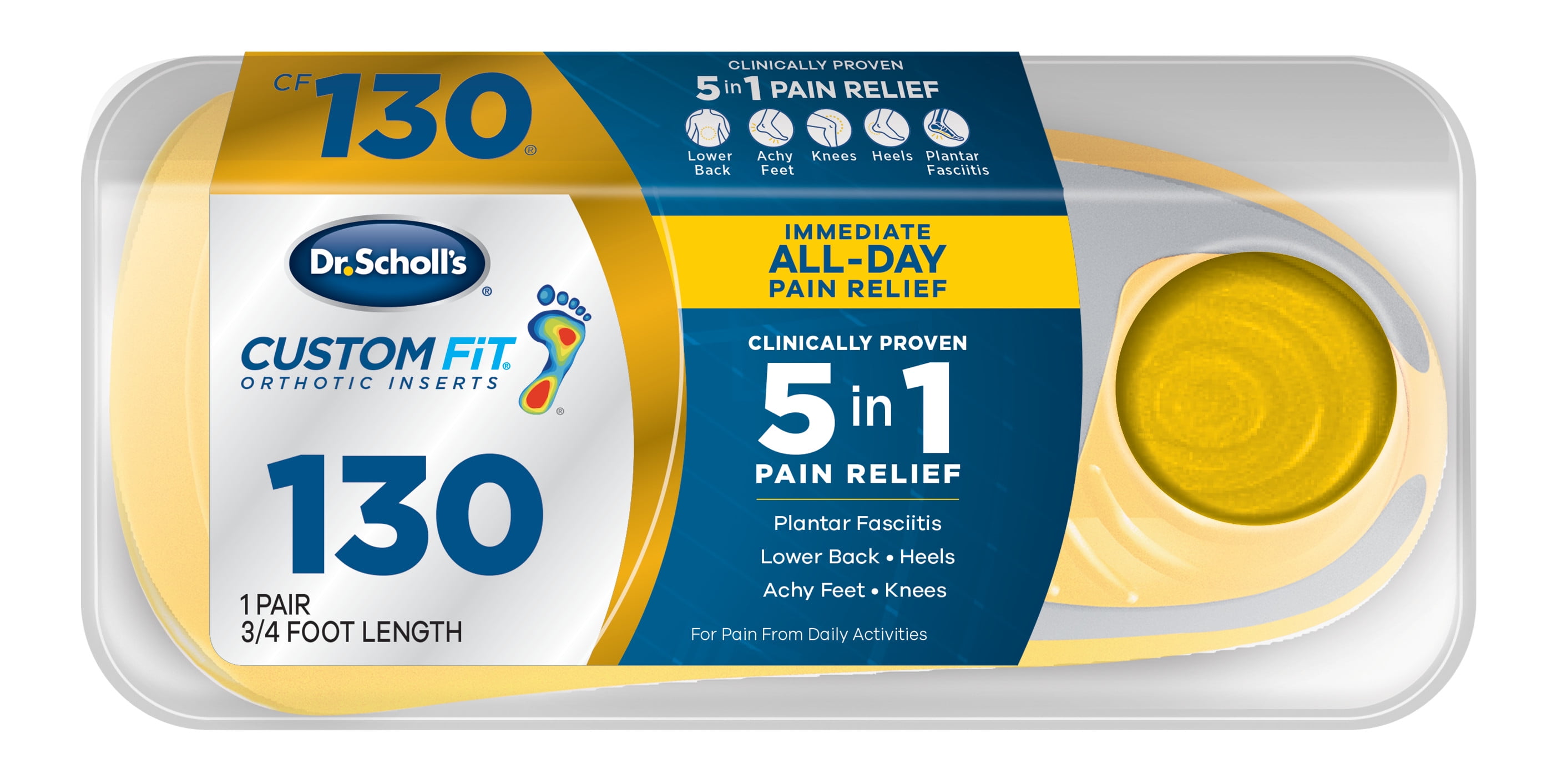 Dr Scholls Custom Fit CF 130 Orthotic Insole Shoe Inserts for Foot Knee and Lower Back Relief 1 Pair