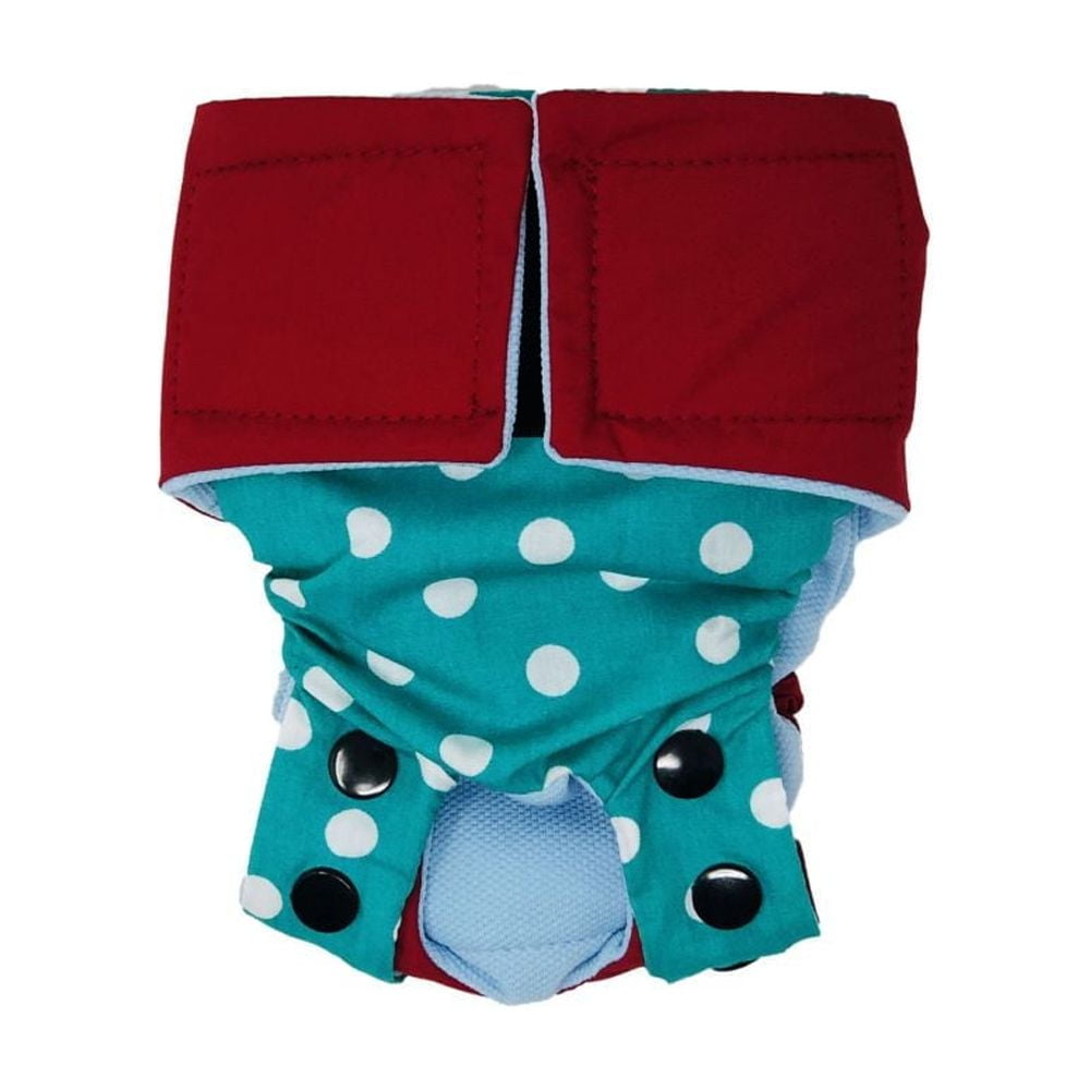 Barkertime Turquoise Blue Polka Dot Cat Diaper Snappy