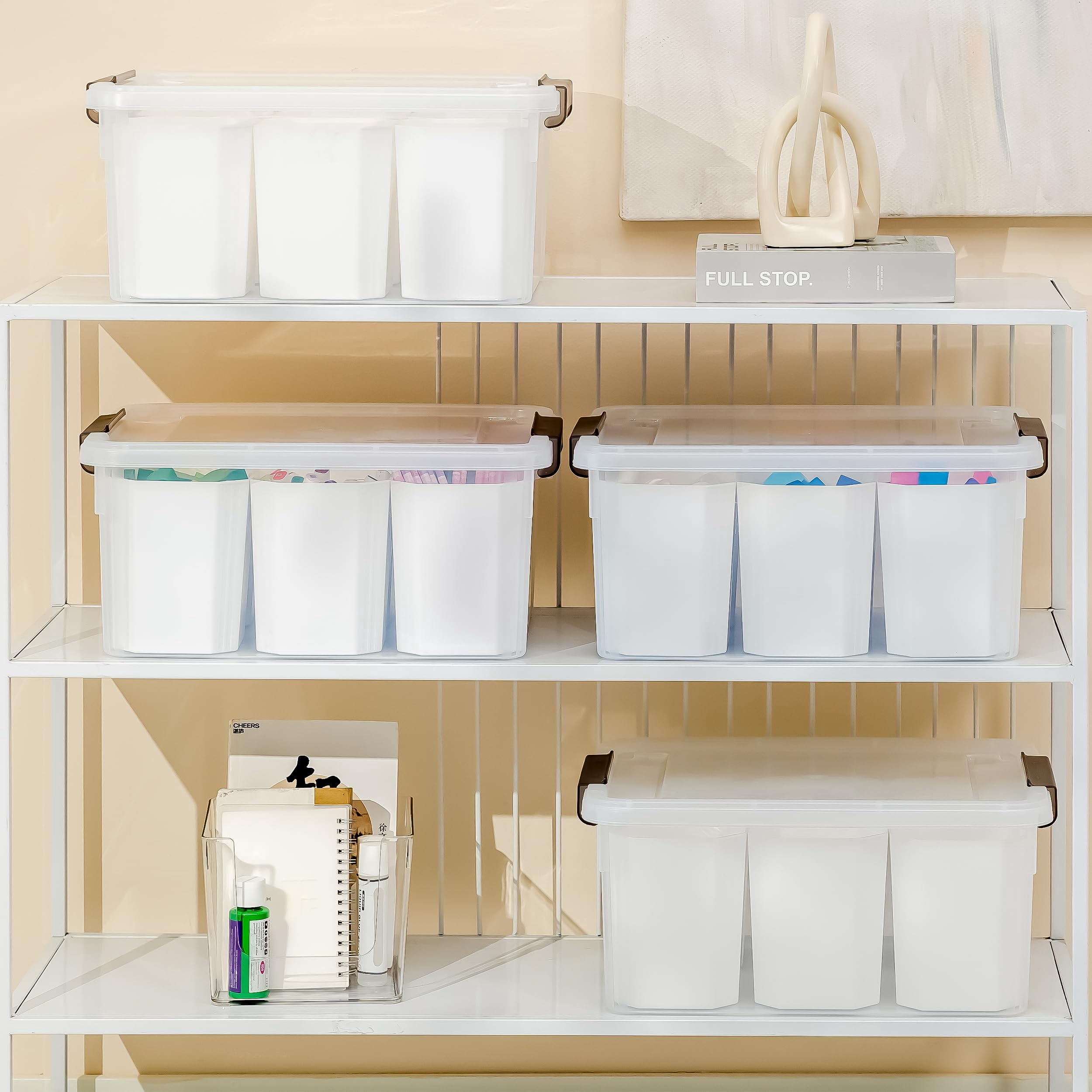 17 Qt Plastic Storage Box With Removable Tray And 6 Detachable Tall Inserts Craft Organizers Clear Container For Organizing Crayon  Sewing Playdoh 4 Packs