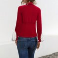 thumbnail image 5 of Long Sleeve Turtleneck Shirts for Women Peplum Hem Casual T-Shirt Fashion Fall Casual Loose Fit Patchwork Blouses (Red M), 5 of 6