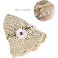 thumbnail image 3 of Sombreros de paja para niñas Gorra de sol plegable con decoración de flores Sombrero de verano para niños Playa Viajes Senderismo (Beige), 3 of 5