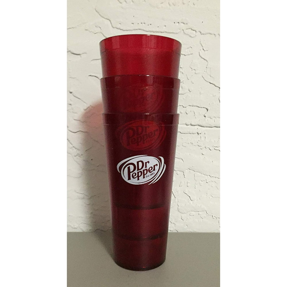 New (3) Dr. Pepper Restaurant Red Plastic Tumblers Cups 32 oz Carlisle