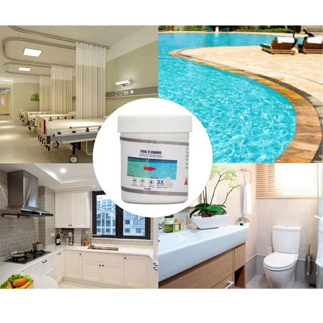 Pool Water Clarifier Tablets, Improving Water Quality 180g Slow Dissolving Multifunctional 2 Bottle Swimming Pool Maintenance Tablets for Home