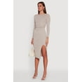 thumbnail image 3 of Womens Marled Boat Neck Ruched Side Slit Midi Dress, 3 of 4