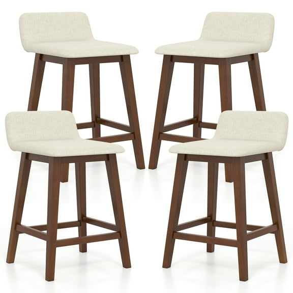 Topbuy Counter Height Stools Set of 4 24 Inch Low-Back High-Top Chairs w/ Padded Seat & Backrest Brown