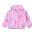 thumbnail image 2 of Uxgjfwu Girls Jacket Hooded Lightweight Flower Printed Hoodie Jacket Windproof Zipper Jacket Loose Kids Jacket, 2 of 2