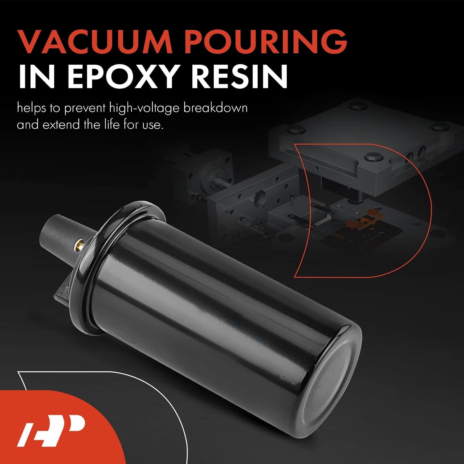 A-Premium Engine Ignition Coil Pack Compatible with Ford F-100, F-150, F-250, F-350, F-500, F800, F700, F600, FT800, Mustang, Fiesta, Fairmont, Gran Torino, Granada, L800, LN600, LN700, LN800, LTD