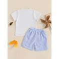 thumbnail image 5 of Baby Toddler Boy Shorts Set 3 6 12 18 24 Months 2T 3T Truck Embroidery Short Sleeve T-shirt Plaid Elastic Waist Shorts 2 Piece Summer Outfit, 5 of 8