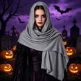 thumbnail image 5 of Renaissance Halloween Shawl For Women, Hooded Cowl Scarf Accessories, Medieval Vintage Festivals Wrap Cape, 5 of 7