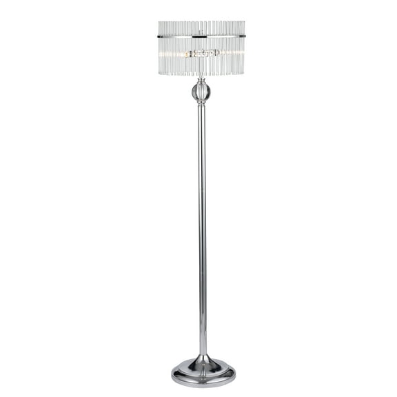 Brunella Chrome 3-Light Floor Lamp with Crystal Clear Shade