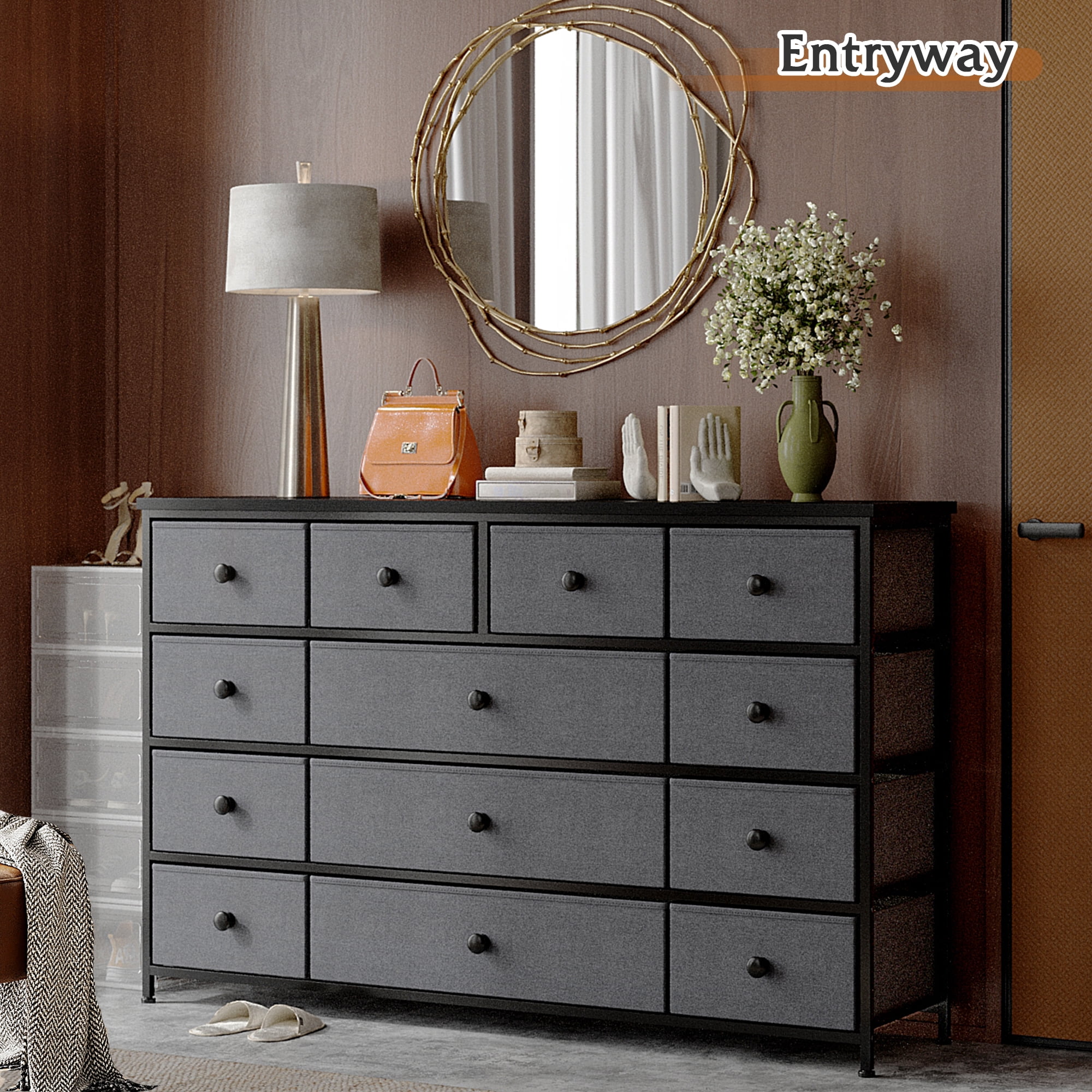 EnHomee 13 Drawer Dresser & TV Stand, Light Gray - Bedroom/Living Room  Storage Organizer - Walmart.com