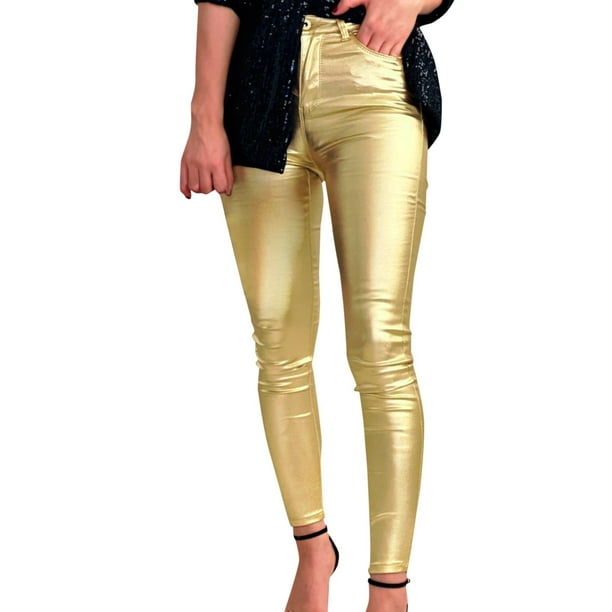 Crop Flare Leather Leggings in Gold – Serafina