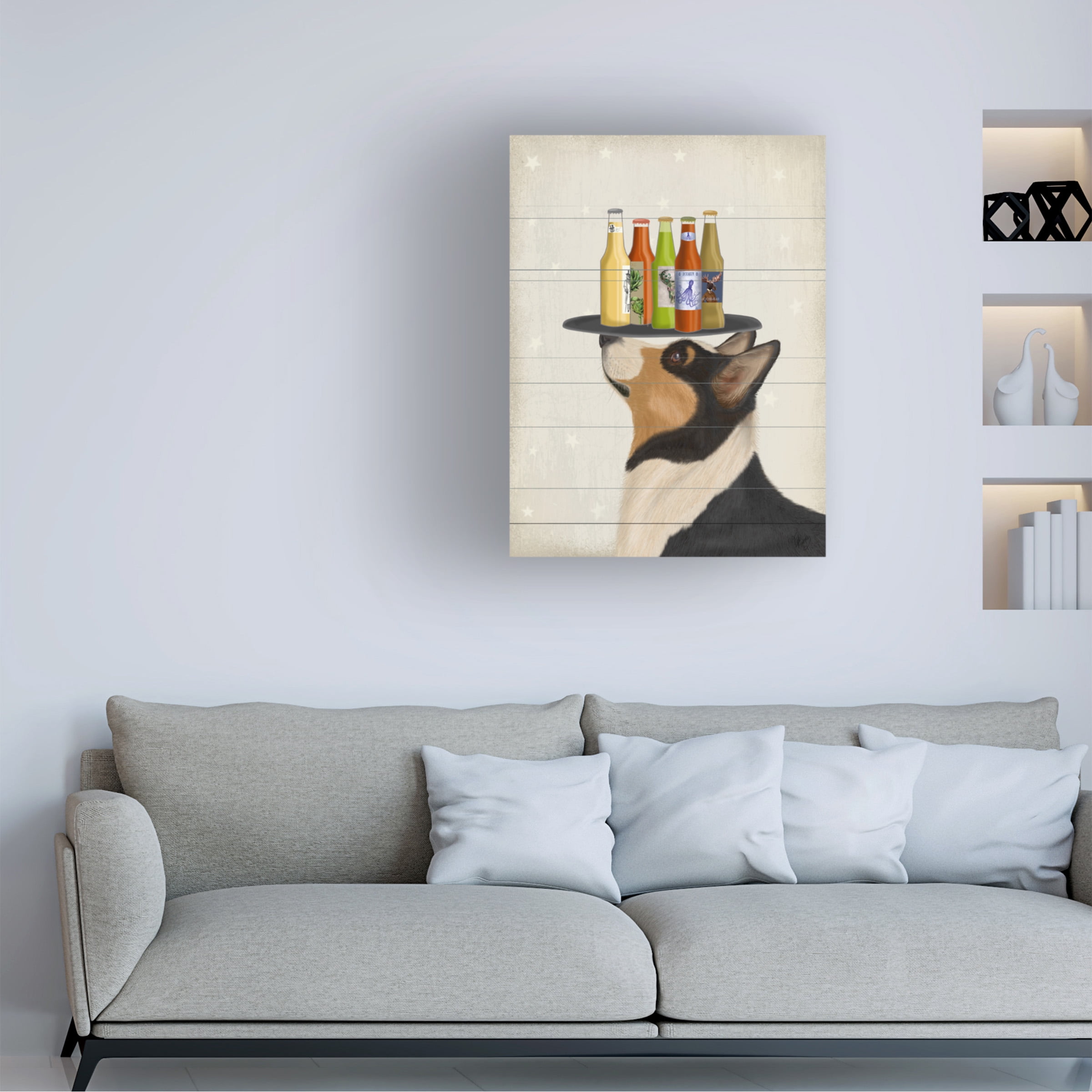 Fab Funky 'Corgi Tricolor Beer Lover' Canvas Art