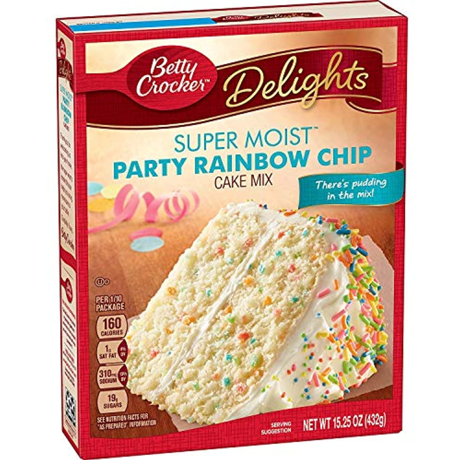 Betty Crocker Delights Super Moist Party Rainbow Chip Cake Mix 15.25 Oz (Pack Of 2)