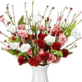 thumbnail image 4 of Fdelink Valentine's Day Decorations, 17-Inch Valentine's Day Floral Arrangement, Artificial Red and White Roses and Berry Flowers, Centerpiece for Valentine's Day Wedding Candlelight Dinner, 4 of 9