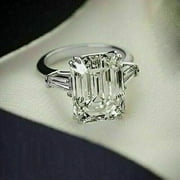 PASO JEWELS Women's Wedding 3.00 Ct Emerald Cut Real Moissanite Engagement Ring 14k White Gold