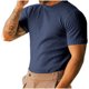 thumbnail image 2 of Tops para hombre, blusas y camisas de manga corta con cuello redondo para hombre, camiseta de punto acanalada para hombre, camisa informal de manga corta con cuello redondo y textura ajustada, blusa p, 2 of 6